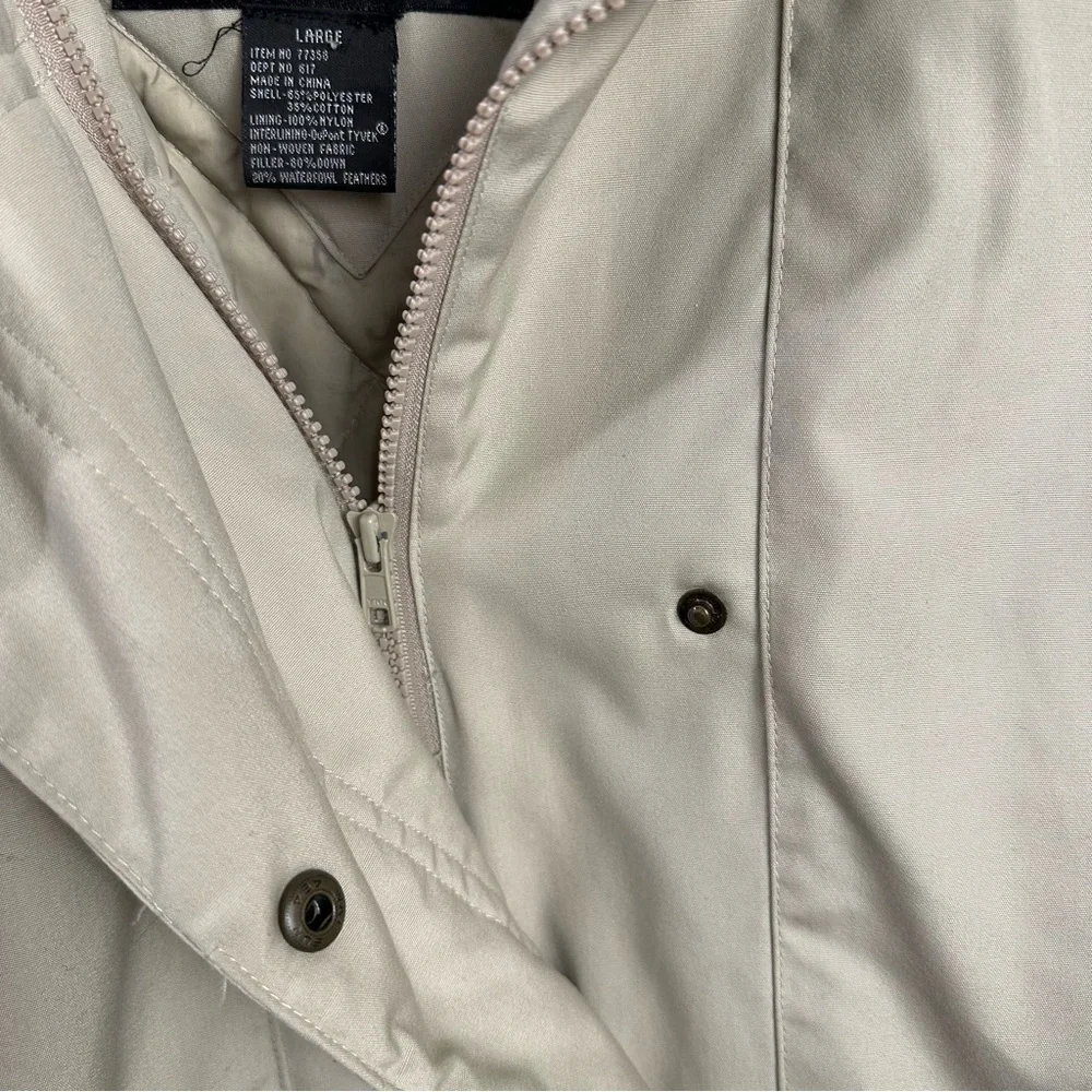 Middlebrook Park Down-Filled Long Beige Trench Coat Style Parka Size L